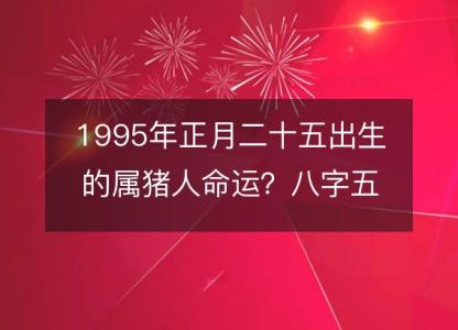 1995年正月二十五出生的属猪人命运?八字五行缺什么!性格详解